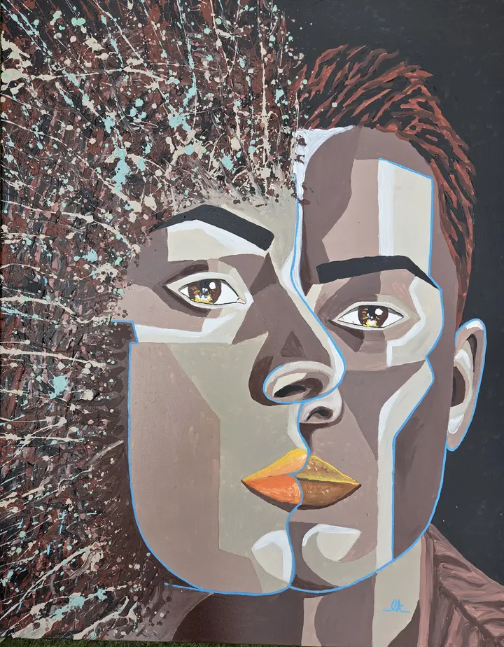 Katarzyna Lewandowska — Współczesny Portret Dualistyczny, obraz akrylowy